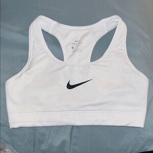 Nike White Sports Bra Racerback Moisture-Wicking